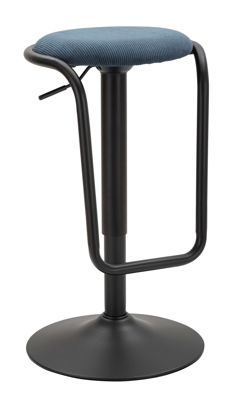 Scaun de bar Destiny, Mauro Ferretti, 41x61 cm, inaltime reglabila, fier/poliester, negru/albastru - 1 | YEO
