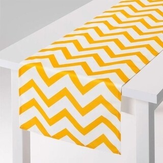 Traversa de masa Yellow Stripes, Ambition, 40x150 cm, poliester, alb