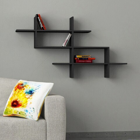 Raft de perete, decortie, halic, 150x82x22 cm, antracit