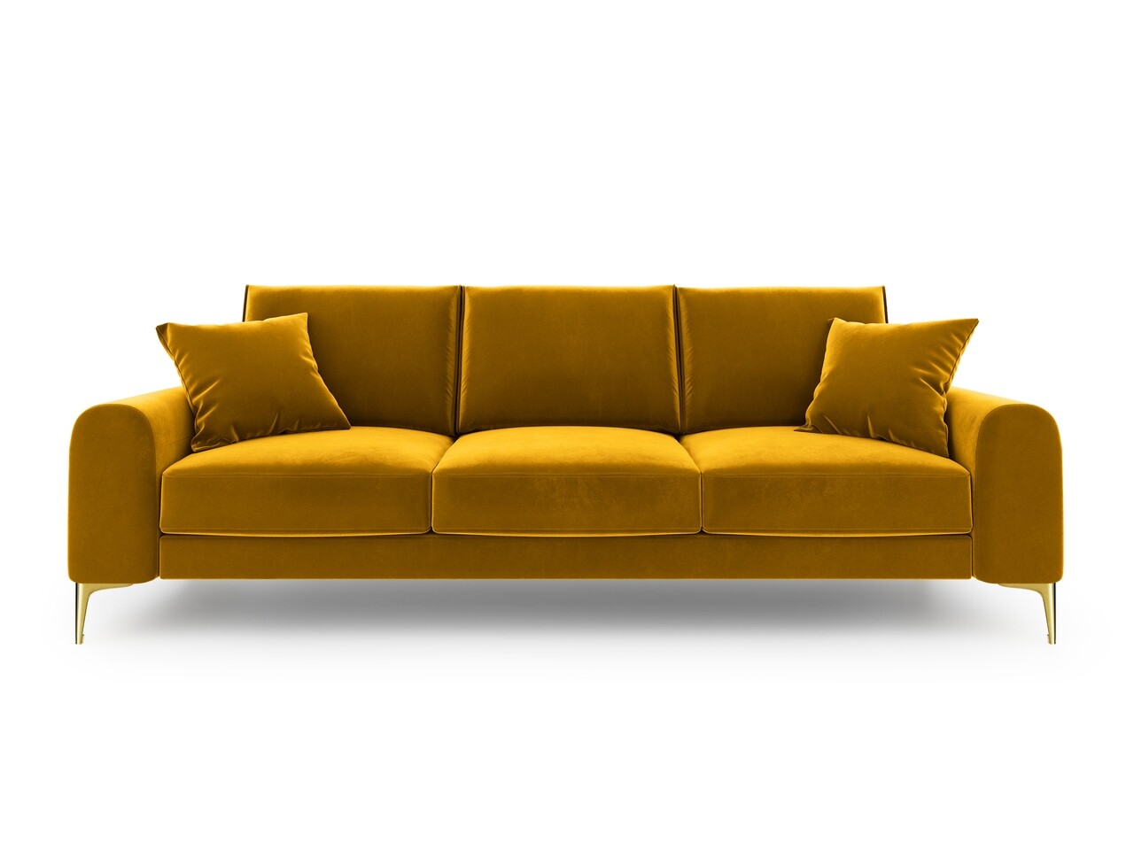 Canapea, Madara, Mazzini Sofas, 4 locuri, gold legs, 237x102x90 cm, catifea, galben - 1 | YEO