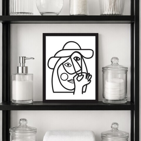 Tablou decorativ, Madame Nose, Dimensiune: 20 x 25 cm, Alb/Negru