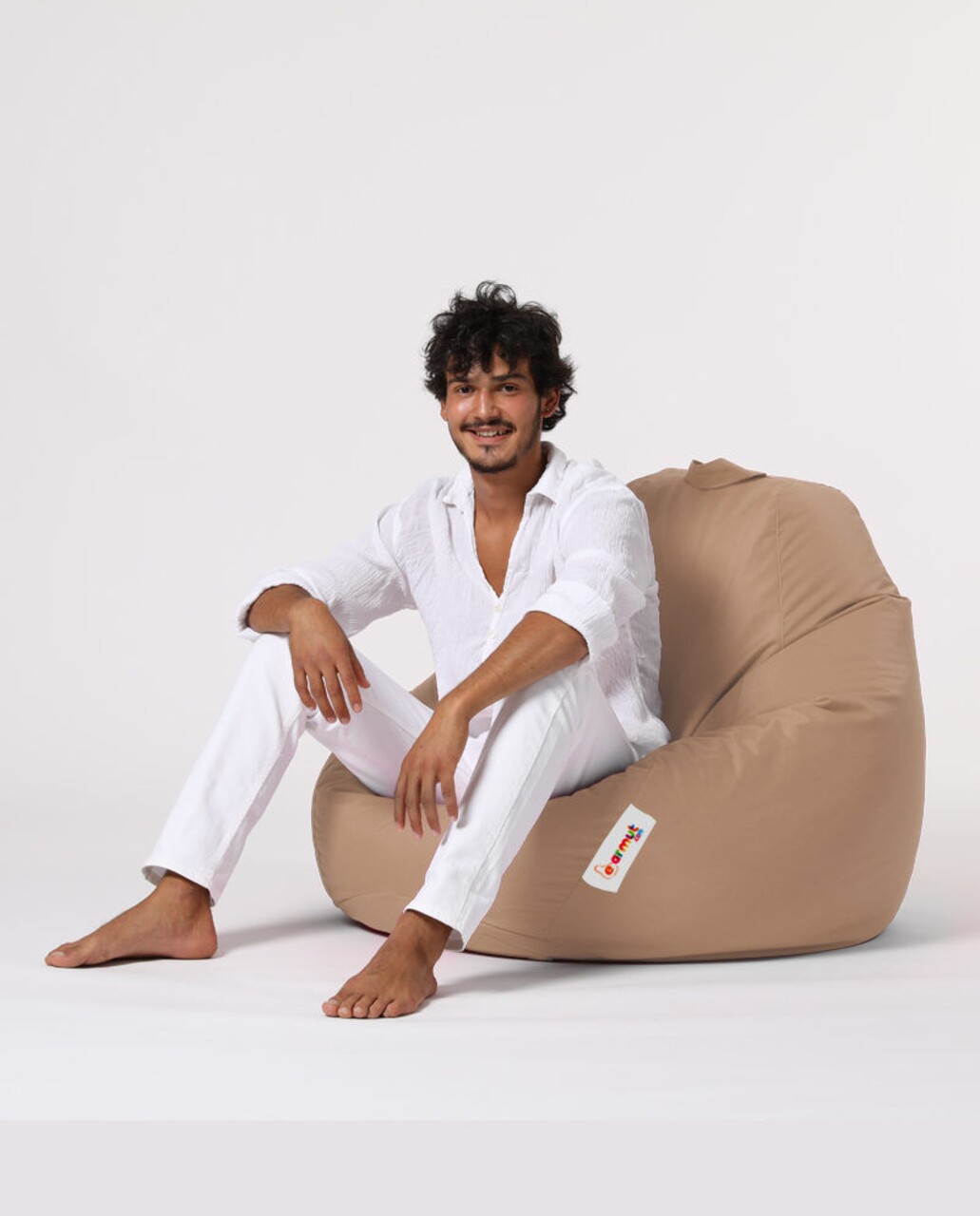 Fotoliu Puf, Bean Bag, Ferndale Premium XXL, 115 X 130 Cm, Poliester Impermeabil, Bej Nurca