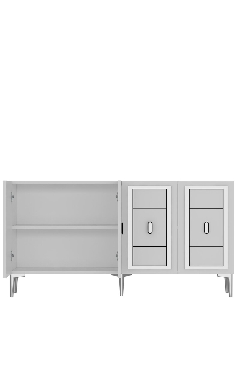 Consola, Hanah Home, Orion, 150x75x35 cm, PAL , Alb / Argintiu - view 6