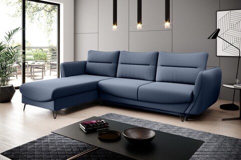 Coltar extensibil stanga 3 locuri ELTAP, LT-40GO, Silva, 276x201x100 cm, lemn/poliester, albastru