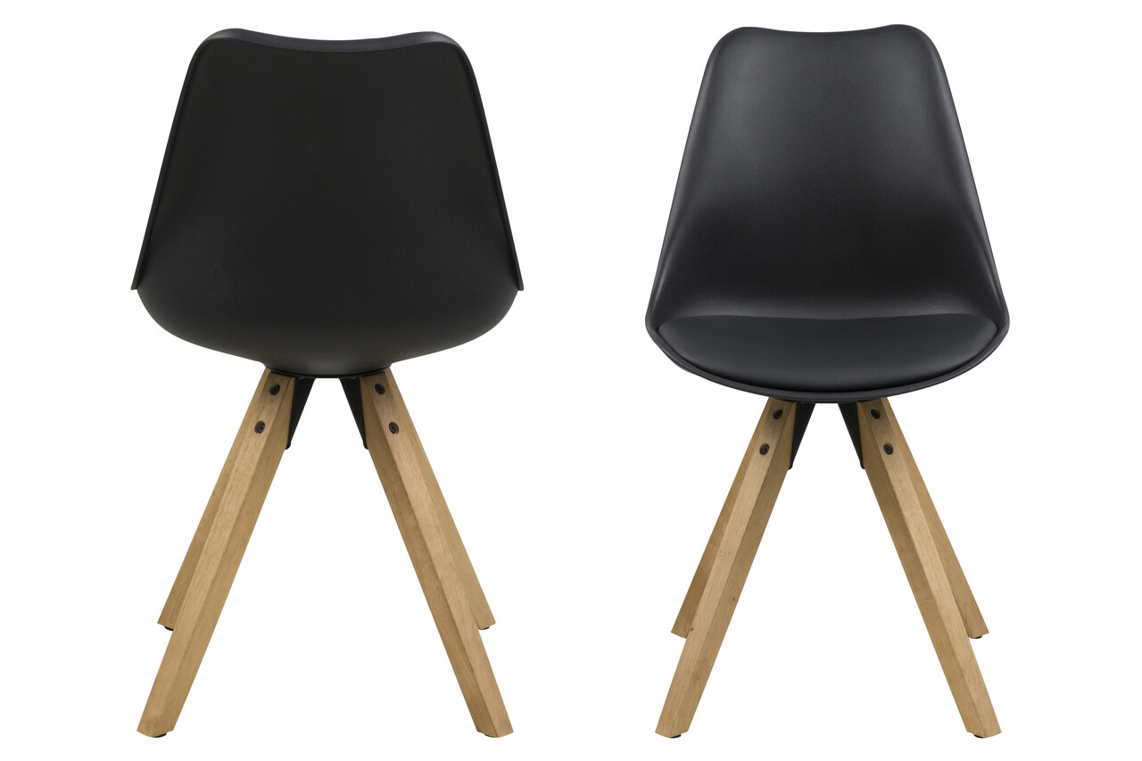 Scaun Dima, Actona, 48.5x55x85 cm, piele ecologica/lemn de cauciuc, negru/natural - view 10