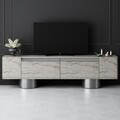 Comoda TV, Bexley, Bohem, Travertin / Argint