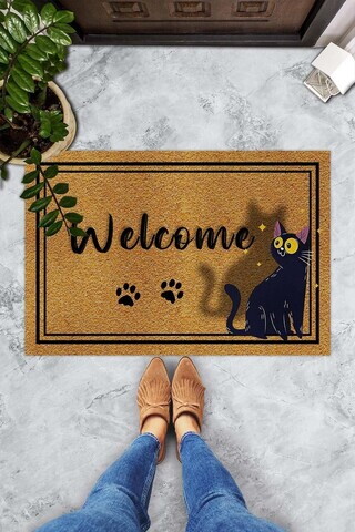 Covoraș din PVC, Confus Chat, 40x60 cm, PVC, Multicolor