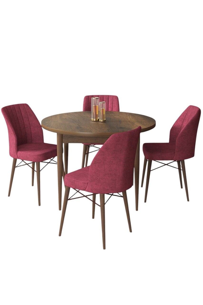 Set masă și scaune (5 bucăți), Hanah Home, Rox, Baroc / Burgundia - view 2