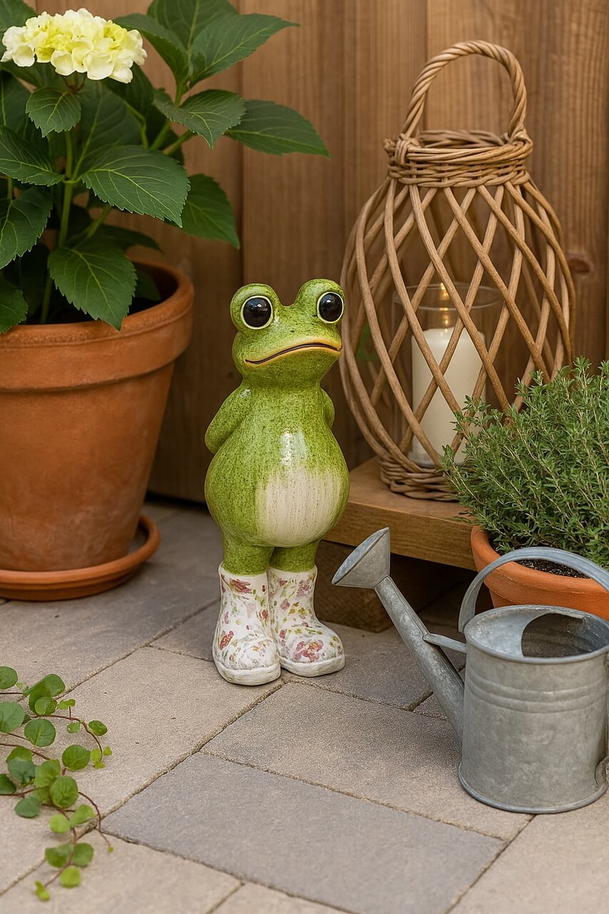 Decoratiune Frog, Decoris, 14x16x39 cm, magneziu, multicolor
