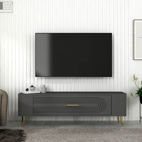 Comoda TV, Olivia, Retrol3, Antracit / Aur