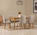 Set masă și scaune extensibile (6 bucăți), Vella, Vina, Pin Atlantic / Smântână