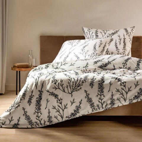 Lenjerie de pat dubla Camilla, Homla, 3 piese, 160x200 cm, microfibra din poliester, alb/negru
