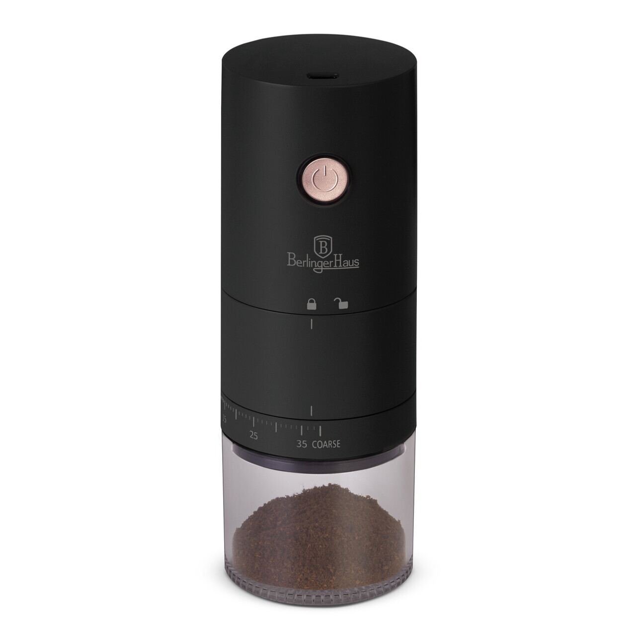 Rasnita de cafea portabila si reincarcabila Berlinger Haus, Black Rose, ceramica, negru - imagine 2