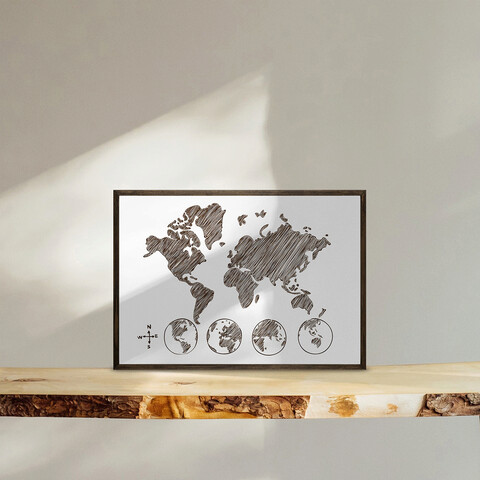 Tablou decorativ, td112, lemn, desenat manual, natural