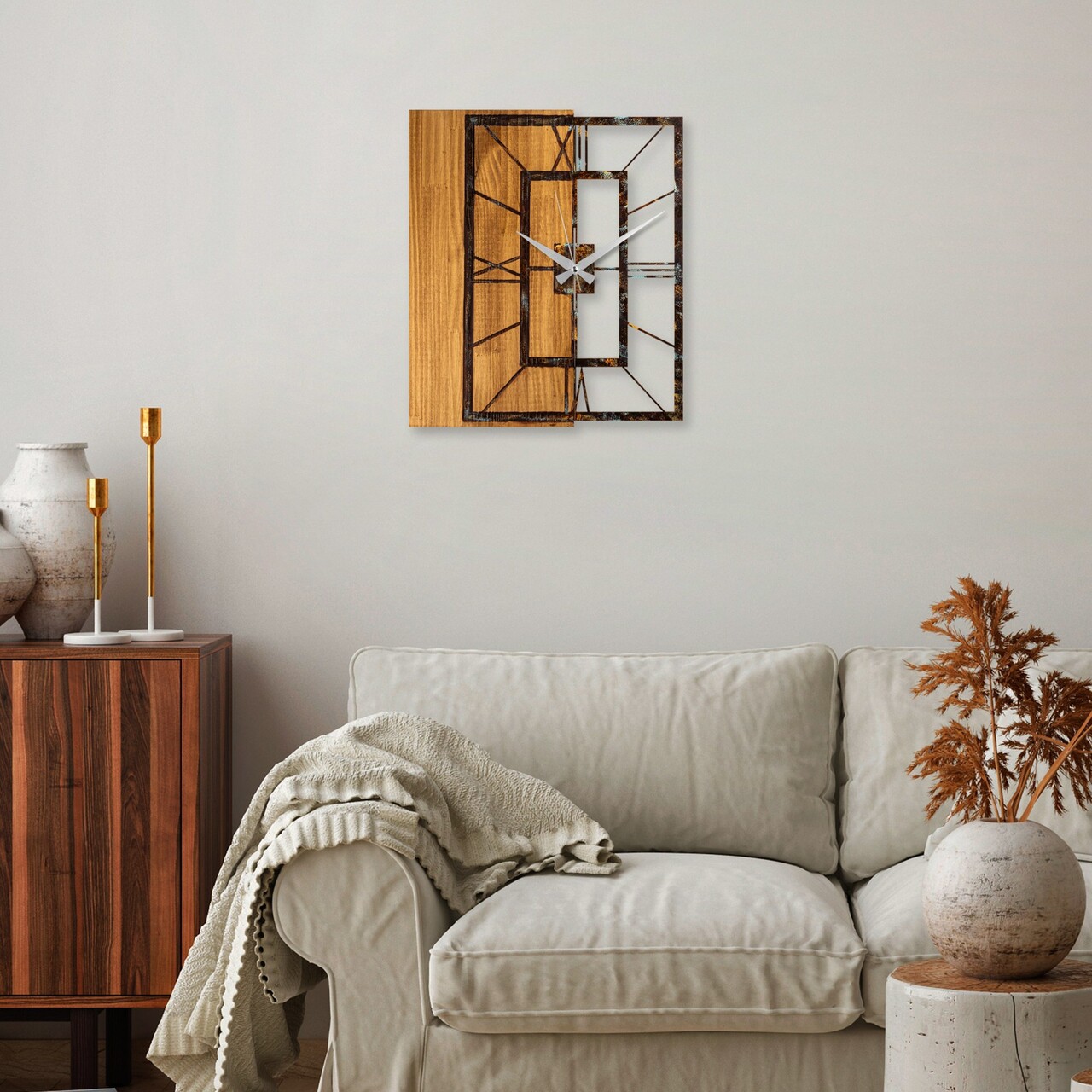 Ceas de perete, Wooden Clock 37-A, Dimensiune: 49 x 58 cm, Nuc / Maro - view 3