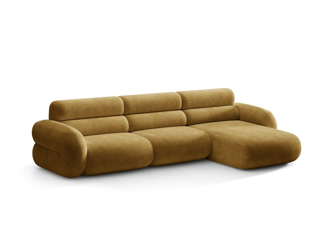 Coltar dreapta 4 locuri, Neo, Micadoni Home, 305x165x83 cm, tesatura Chenille, galben mustar — imaginea 6