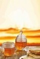 Set 2 recipiente cu capac si lingurite pentru miere, Kosova, 9x14 cm, transparent