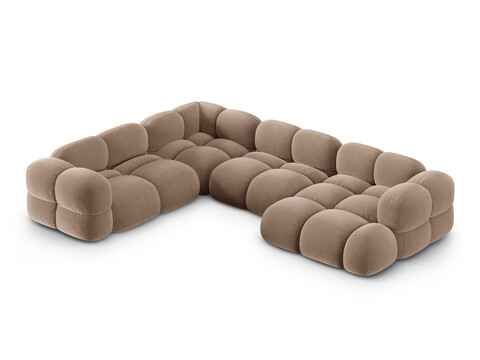 Coltar panoramic stanga 5 locuri, Loretto, Cosmopolitan Design, 345x250x68 cm, catifea, bej inchis