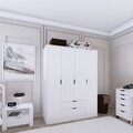 Dulap pentru haine, Miwood, Duru 4 Door 1600-017, Alb mat