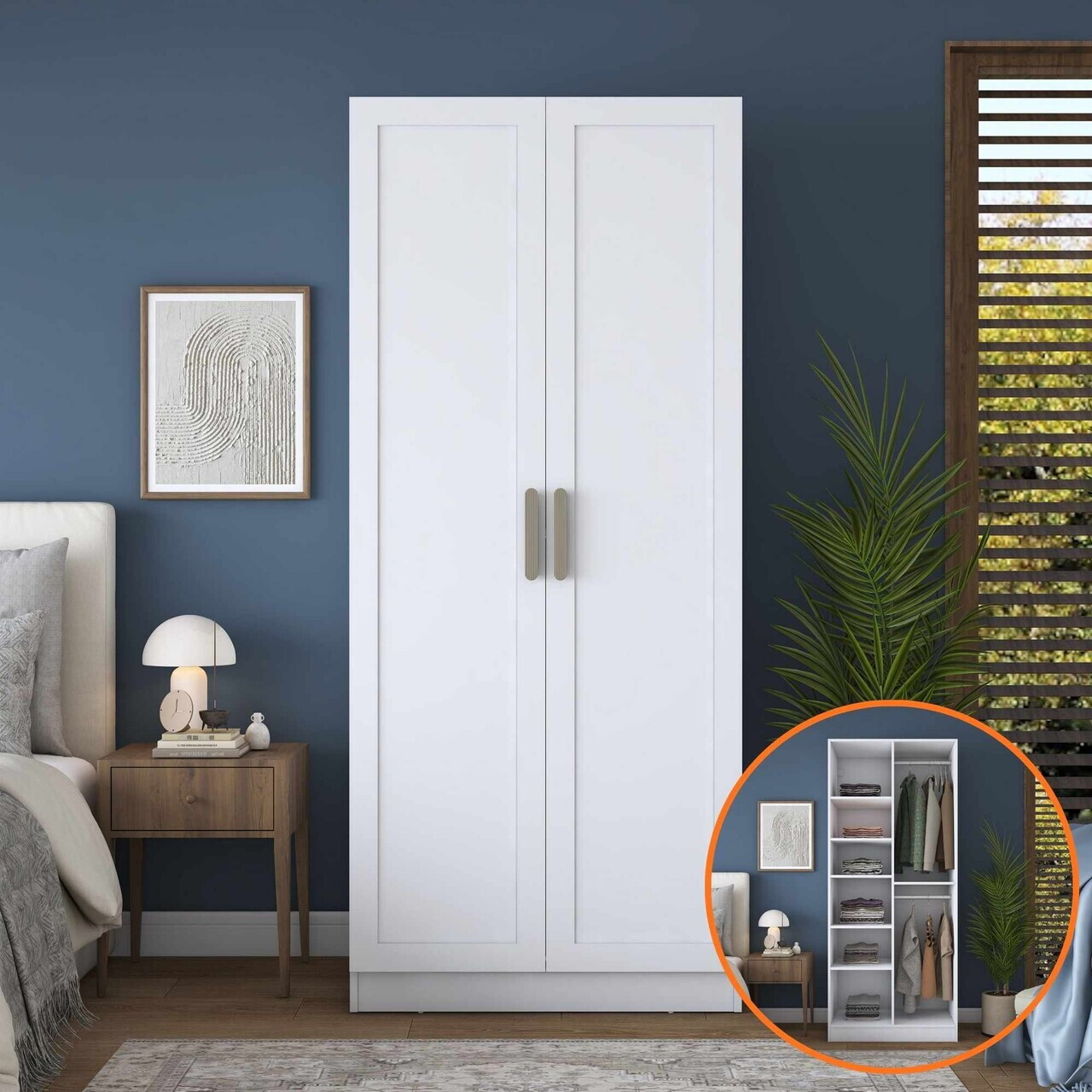 Dulap pentru haine, Hanah Home, BA300, 90x210x57.5 cm, Alb — imaginea 2