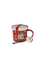 Cana cu capac si lingurita, Father Xmas Red Gold, Brandani, 10x13.5 cm, portelan New Bone China