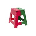 Scaun pliabil inalt, Plastor Trading, 37.5 x 35.5 x 38.5 cm, plastic, rosu/verde
