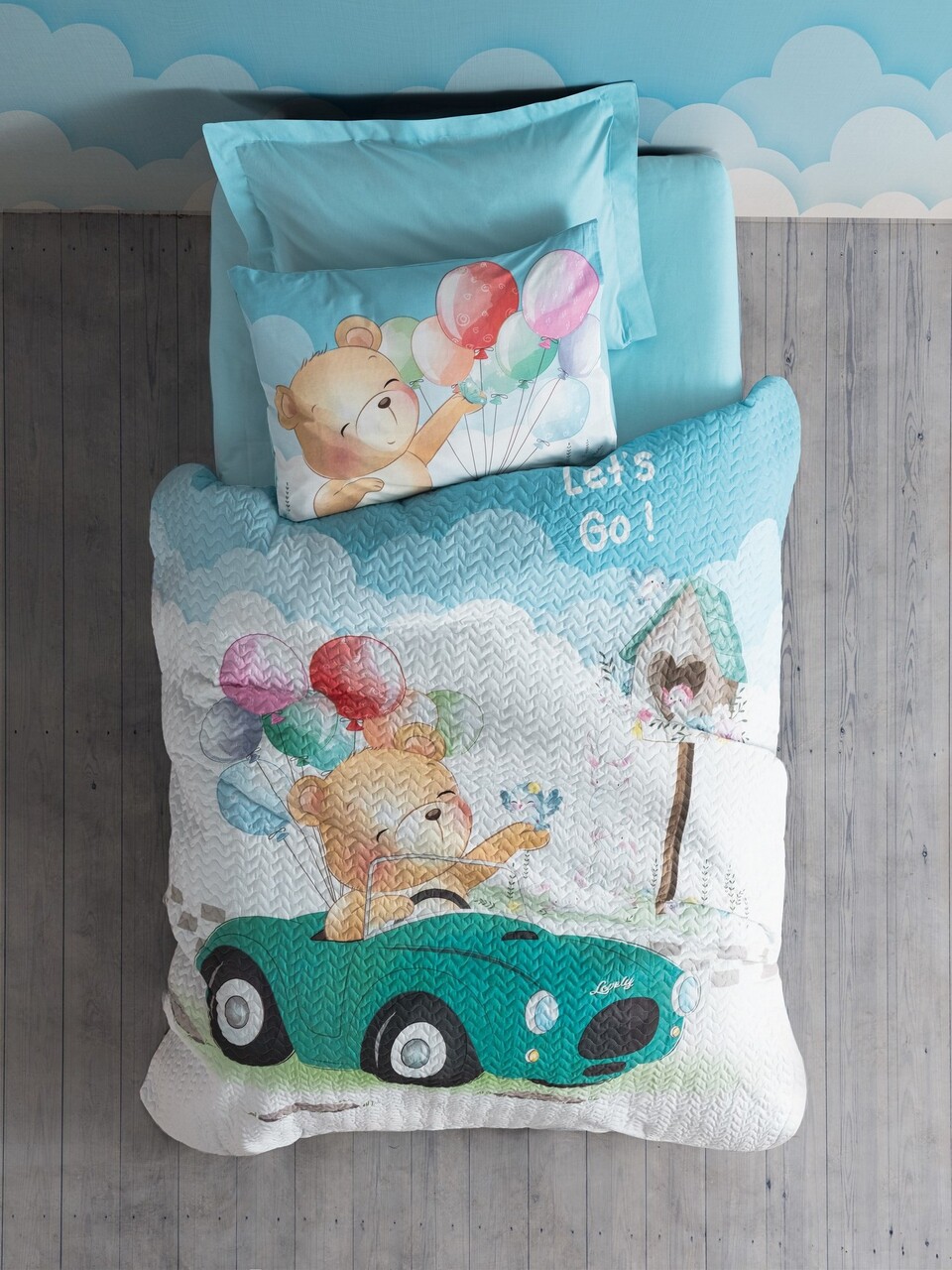 Set cuvertura de pat pentru o persoana Ranforce Young, Buddy - Blue, Cotton Box, Bumbac
