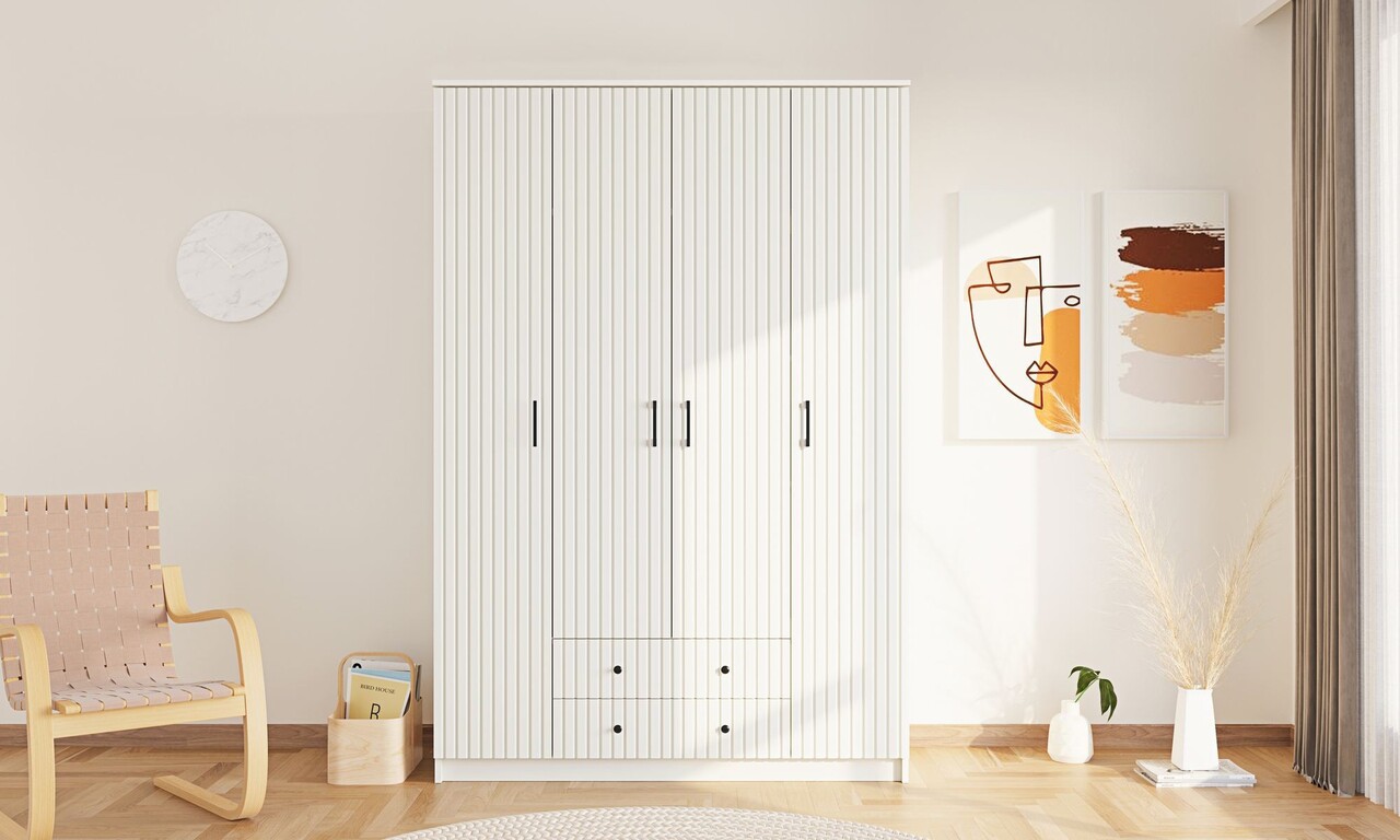 Dulap pentru haine, Rabi, Rb-185-03, 140x210x52 cm, Alb mat - 1 | YEO