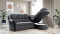 Coltar extensibil dreapta 3 locuri ELTAP, L-087, Lord, 243x180x112 cm, lemn/poliester, gri inchis/negru