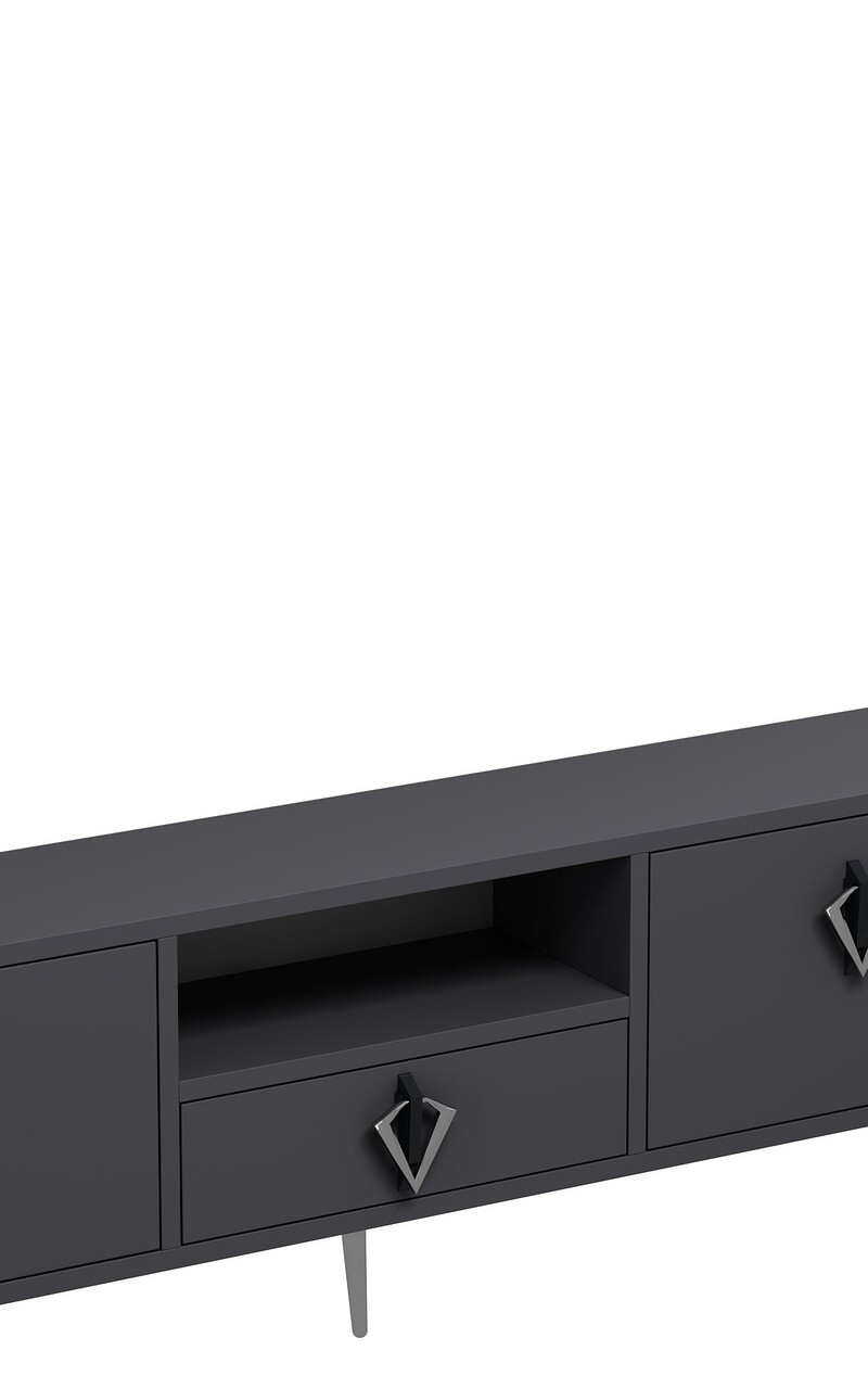Comoda TV, Hanah Home, 1311-DROP-32, 140x45x30 cm, PAL , Anthracite / Black / Silver - view 6
