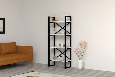 Corp biblioteca, puqa design, alaro modern, 66x150x32 cm, pal, alb negru