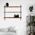 Raft de perete, Evila Originals, Wr088, 60x57x15 cm, Lemn masiv, Nuc negru