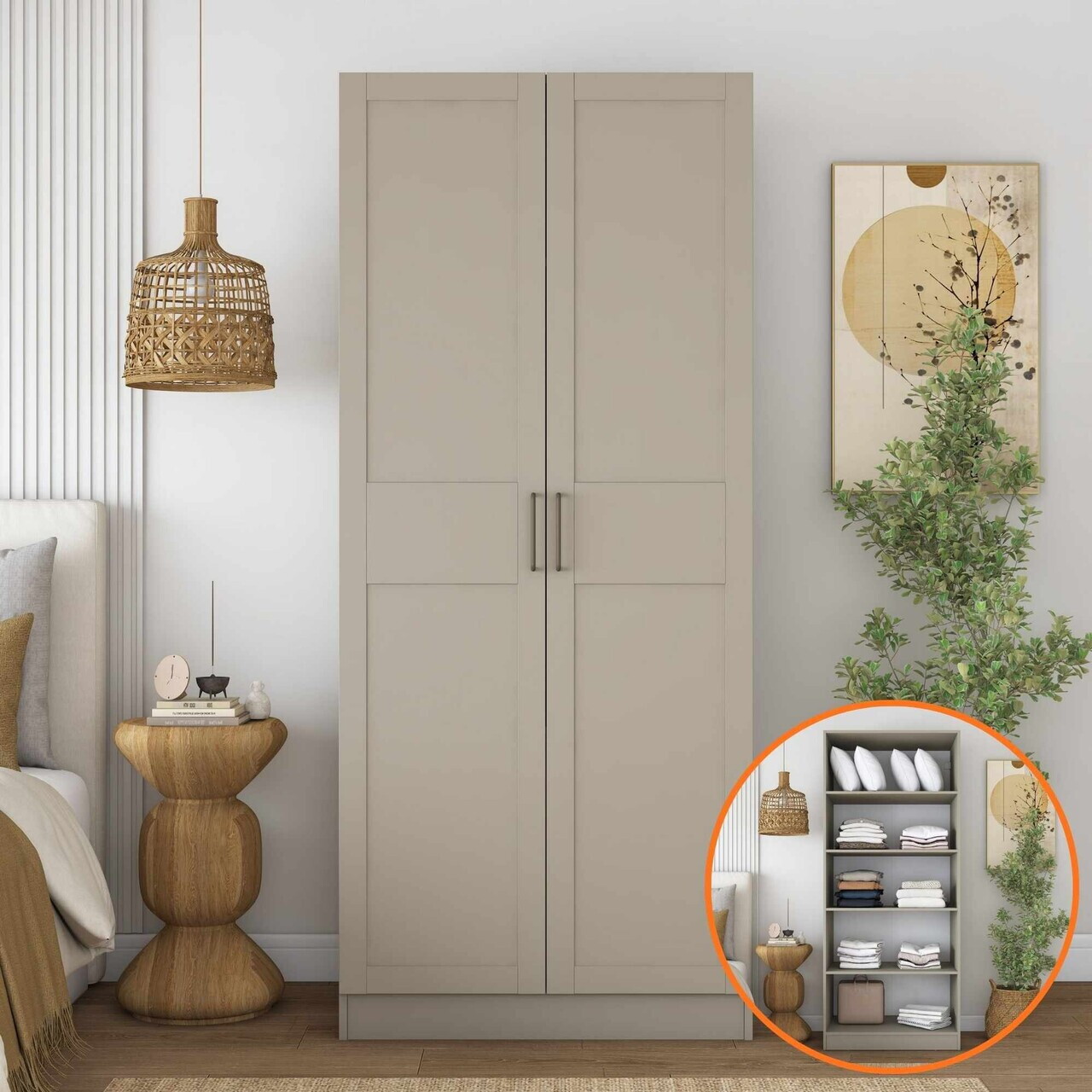Dulap pentru haine, Hanah Home, BA288, 90x210x57.5 cm, Gresie — imaginea 2