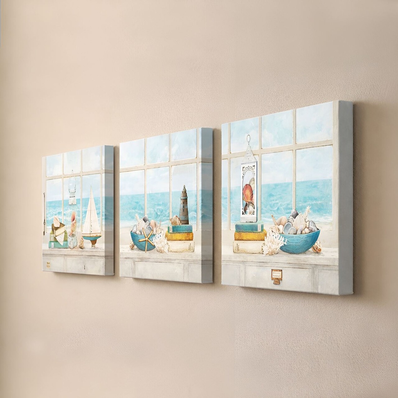 Set 3 tablouri decorative, dr9009, Cadru: 100% LEMN (grosime: 3 cm), Multicolor - view 2