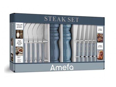 Poza Set pentru friptura, 14 piese, Amefa, BBQ Steak Set, inox/ceramica