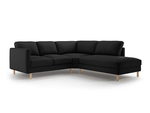 Coltar dreapta 4 locuri, Eden, Micadoni, 267x234x90 cm, catifea, negru