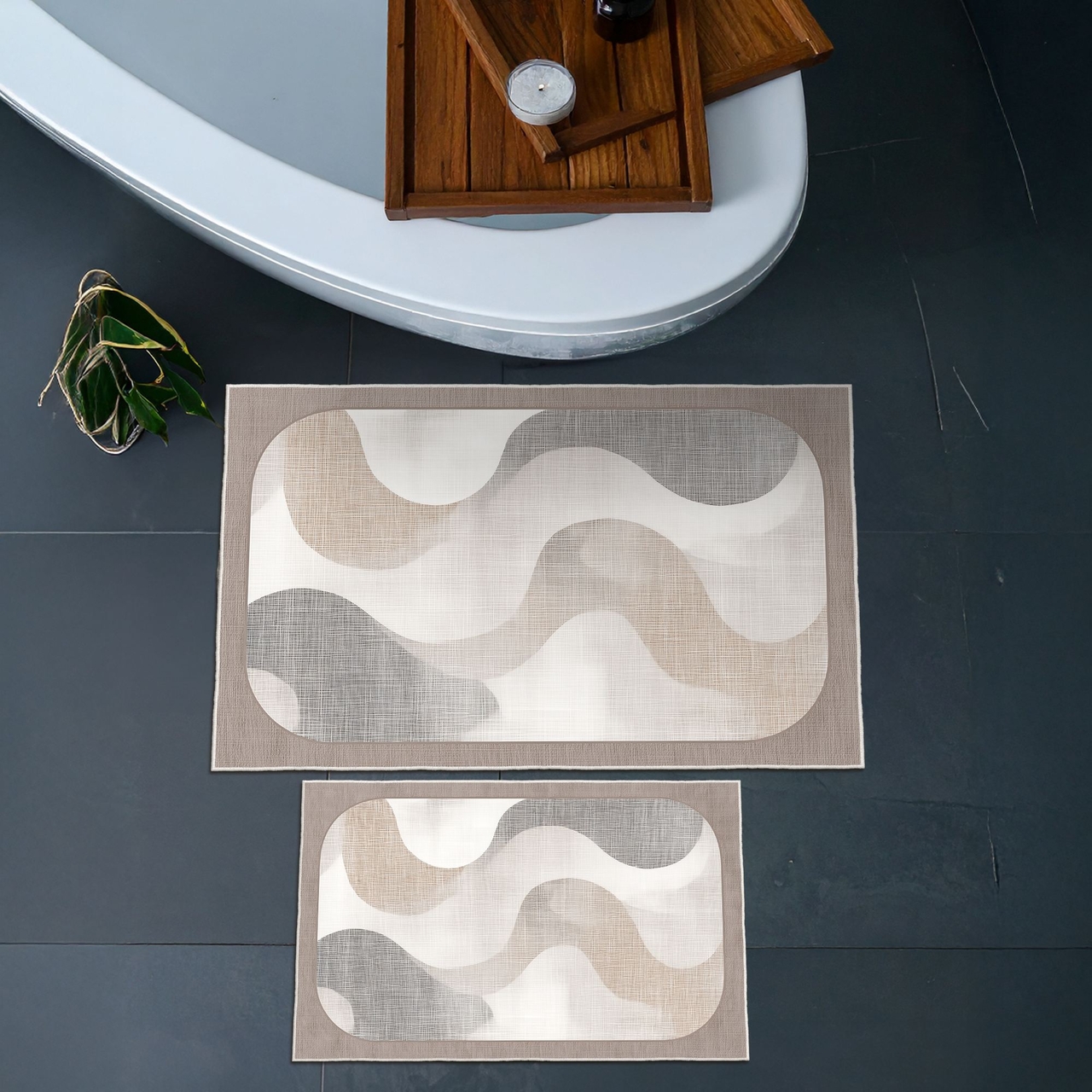 Set covorase de baie, L'essentiel Maison, Asr21, Crem - view 2