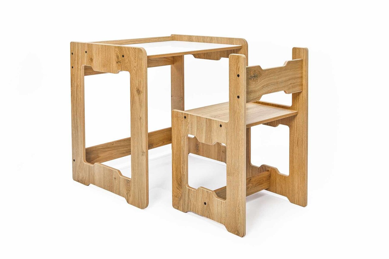 Set masa si scaun pentru copii, Hanah Home, Seagull, Alb / Natural - view 9