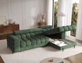 Coltar extensibil dreapta 3 locuri ELTAP, RT-35AMO, Felro, 285x181x93 cm, lemn/poliester, verde inchis
