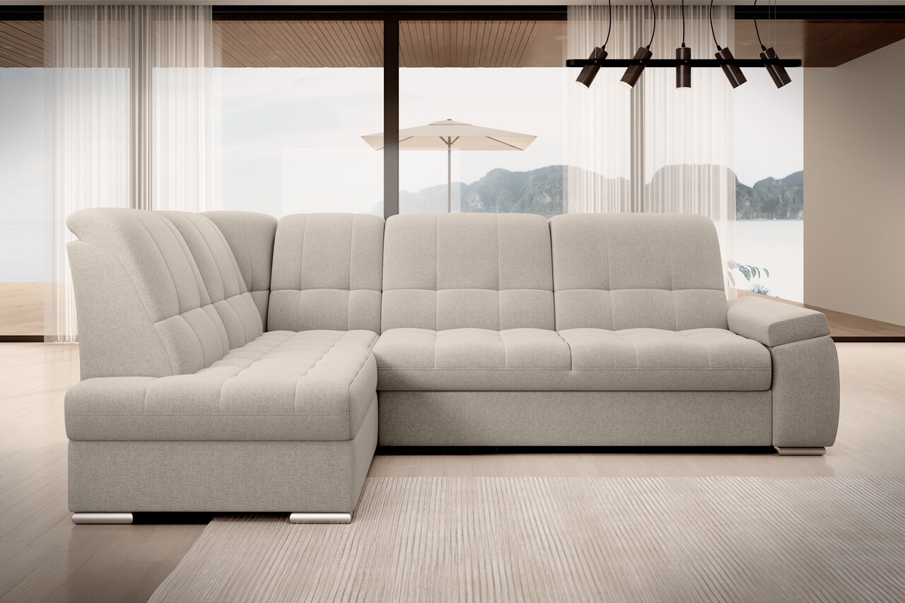 Coltar extensibil stanga 3 locuri ELTAP, LT-22IN, Sado, 272x192x95 cm, lemn/poliester, bej deschis - 1 | YEO