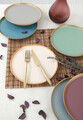 Set farfurii din ceramica pentru desert, Keramika, 275KRM1687, Ceramica , Dimensiune: 22 cm (6 bucăți), Albastru / Verde / Roz / Alb / Gri / Alb