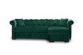 Coltar extensibil cu lada si sezlong dreapta, Chester One, L.247 l.171 H.74, stofa, Velvet Louvre Green