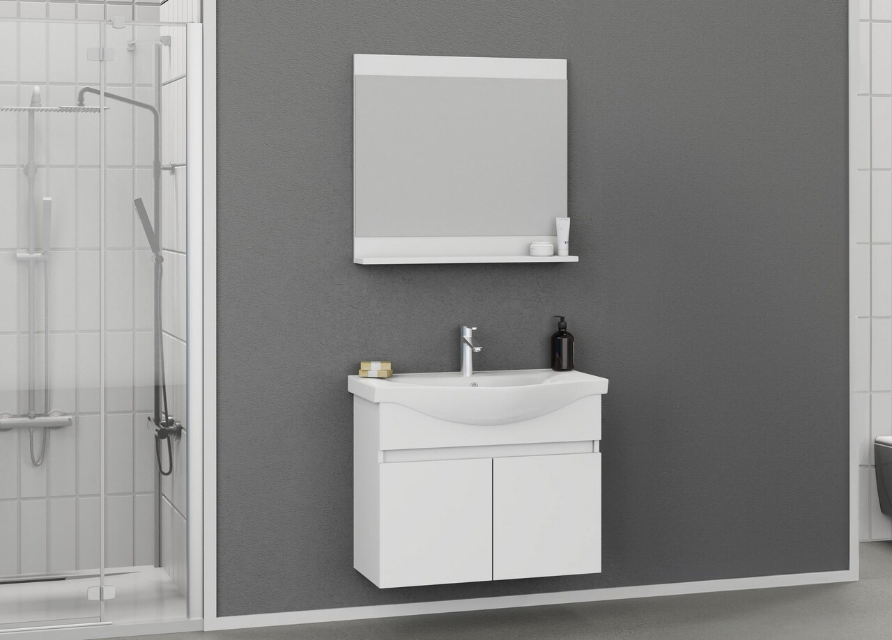 Set mobilier de baie (2 piese), Hanah Home, Mare 80, Alb mat - view 3