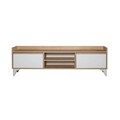 Comoda TV, Tuvalle, Tuval 045, 160x47x34 cm, Stejar / Alb