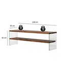 Comoda TV, Neostill, Aqua TV, 140x45x35 cm, Sticla temperata, Natural