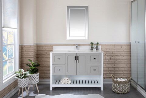 Set mobilier de baie (2 piese), jussara, yampa 48, gri