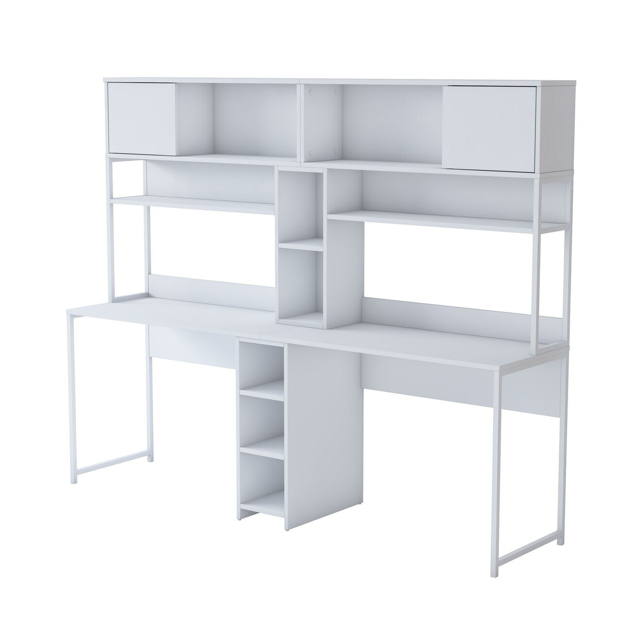 Birou, Hanah Home, HA129, 210x170.5x50 cm, PAL melaminat, Alb - view 10