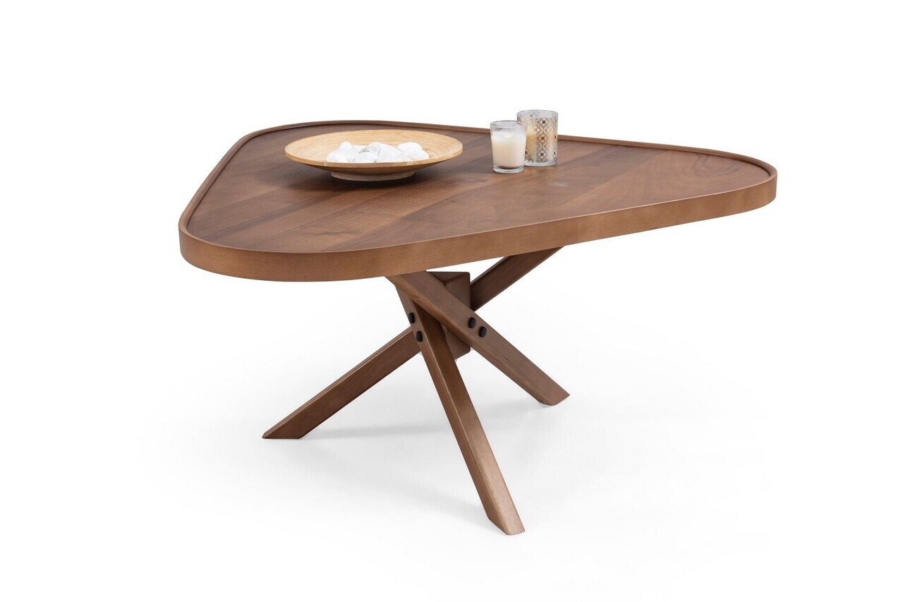 Masuta de cafea, Hanah Home, Oscar Ucgen 95, 95x48x95 cm, LEMN MASIV DE FAG, Maro — imaginea 2