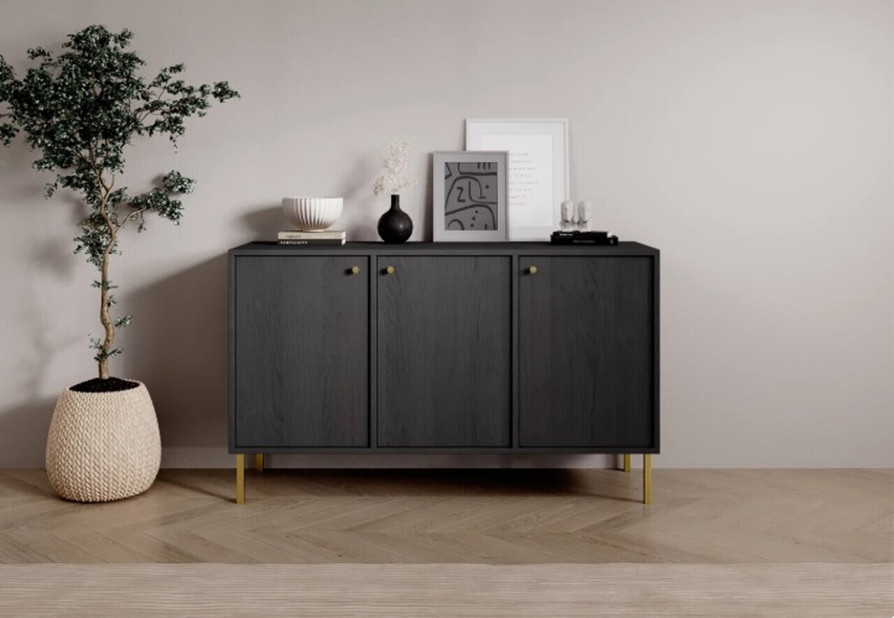 Comoda ADRK, Tili 3D, 124.5x40.8x73.9 cm, PAL laminat, negru