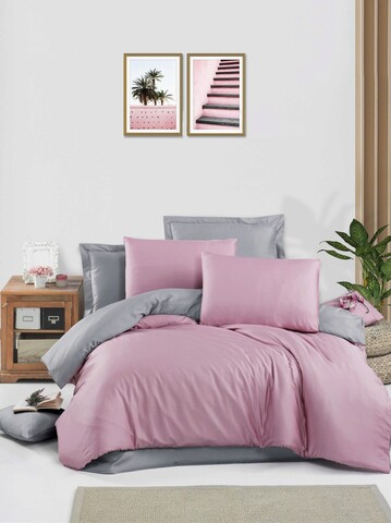 Lenjerie de pat dubla, rose - grey, victoria, bumbac satinat